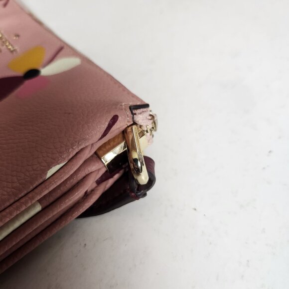 Kate Spade Jackson Leather Triple Gusset Dusk Buds Pink Floral Crossbody - Picture 10 of 13